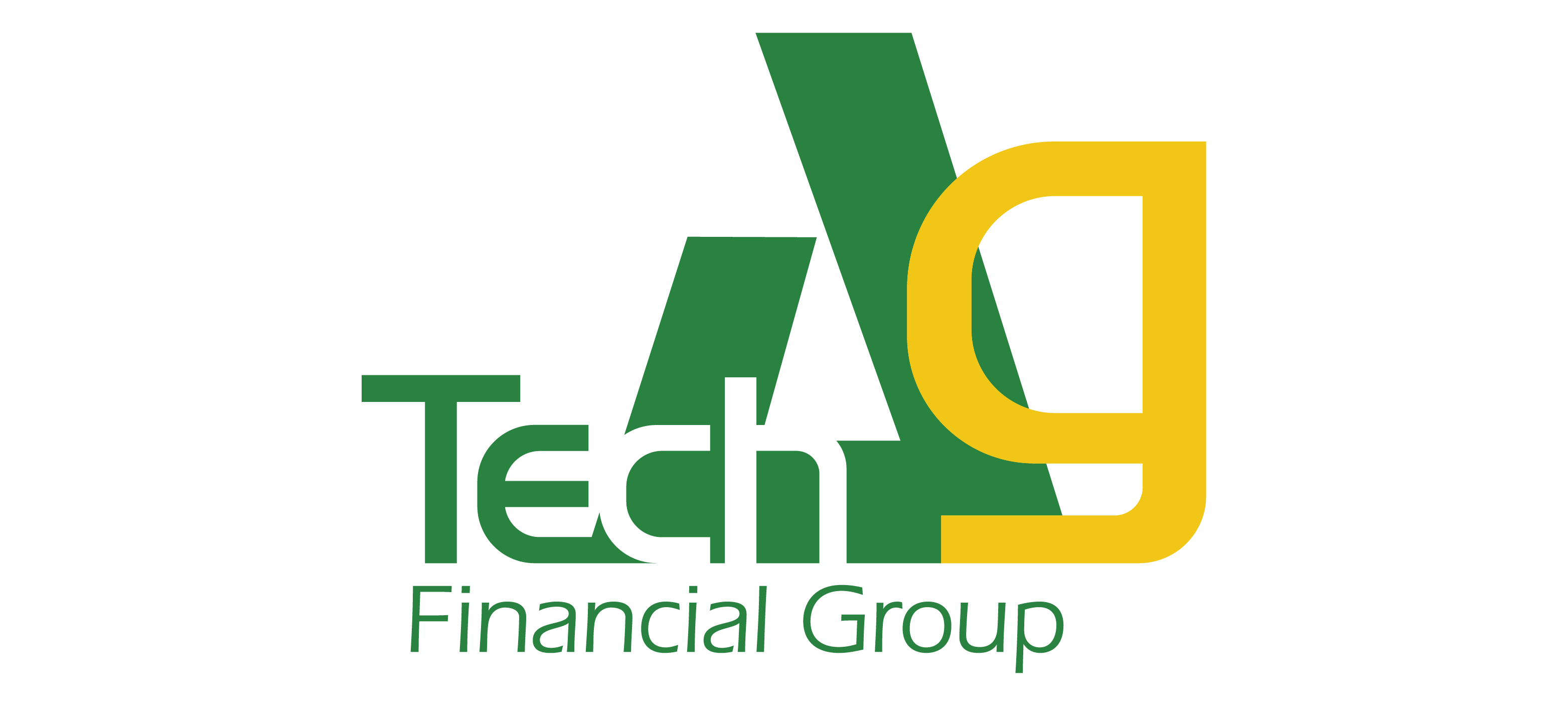 Tech Ag Financial Group Logo. Green T and E. Transparent C and H in front of a large green A and yellow G. Financial Group listed in green below.